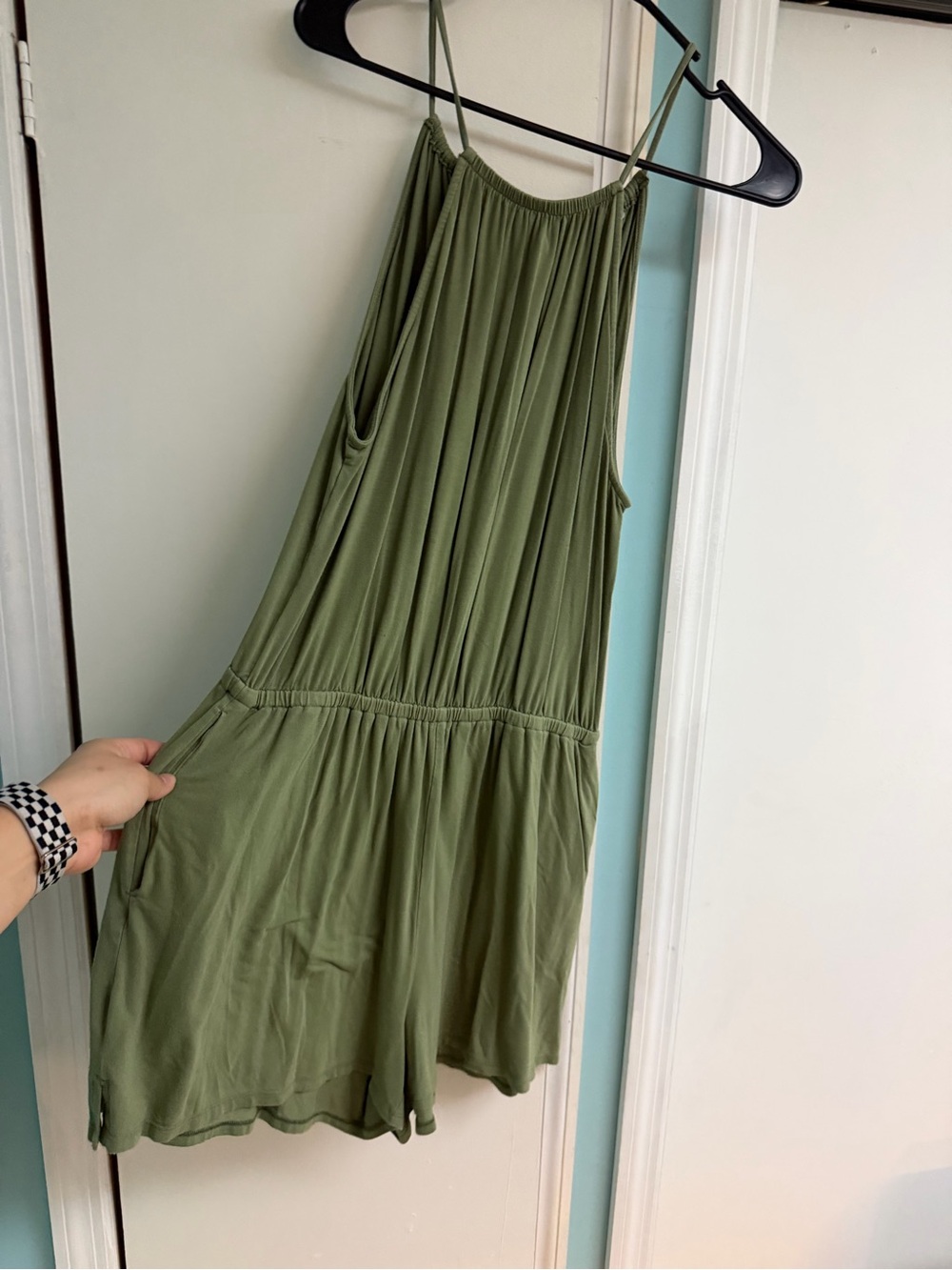 Old Navy Olive Green Drawstring Romper